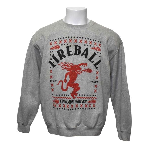 Brew City Fireball Cinnamon Whiskey Crewneck Sweatshirt Gray Unisex Large - Picture 1 of 6